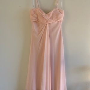 Pink Tea-Length Strapless David's Bridal Dress
